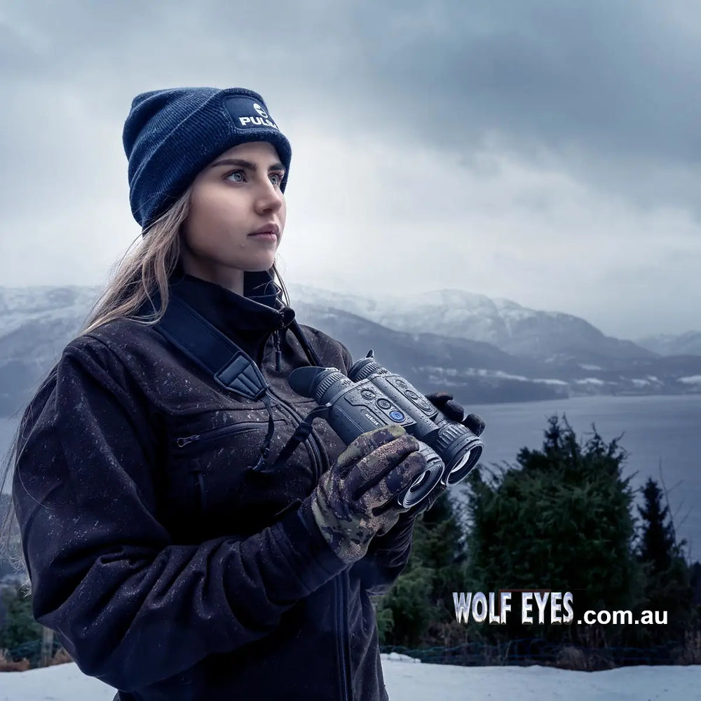 Pulsar Merger XT50 LRF Thermal binoculars in use in snow