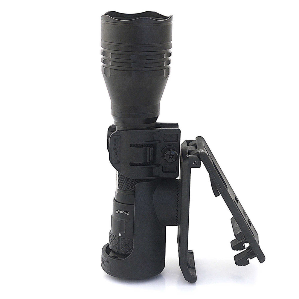 Wolf Eyes Pro Police Ultra LED Rechargeable Torch in a polymer holster